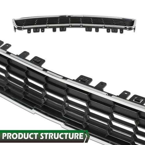 Solid Spare Fit For 2012-2016 Chevrolet Sonic Front Bumper Upper Grille Grill w/ Chrome Trim