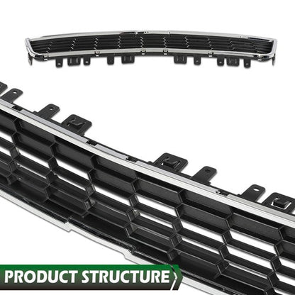 Solid Spare Fit For 2012-2016 Chevrolet Sonic Front Bumper Upper Grille Grill w/ Chrome Trim