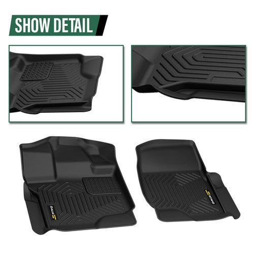 Solid Spare All Weather Floor Mats TPE Liners Fit For 2015-2024 Ford F-150 Super Crew Cab