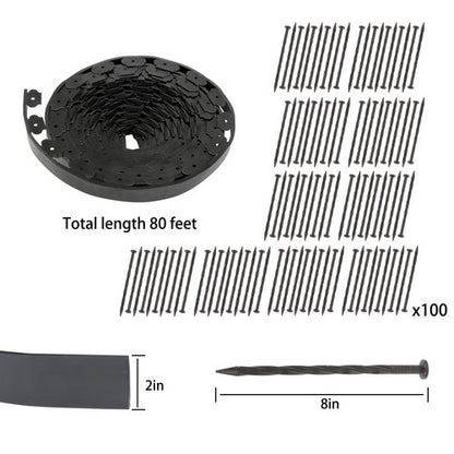 Solid Spare 80ft Landscape Edging with 100 Spikes Garden Edging for Lawn 2 Inch Tall