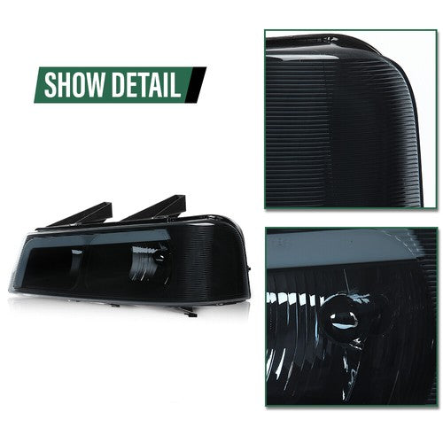 Solid Spare LED DRL Headlights Smoke Fit For 03-23 Chevrolet Express GMC Savana Van