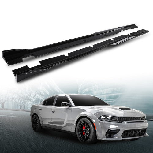 Solid Spare Body Kit Glossy Black Side Skirts Rocker Panel Fit For 15-23 Charger Widebody
