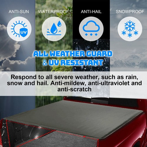 Solid Spare 6.5FT Soft Roll-Up Tonneau Cover for 07-13 Silverado/Sierra 1500 2500HD 3500HD
