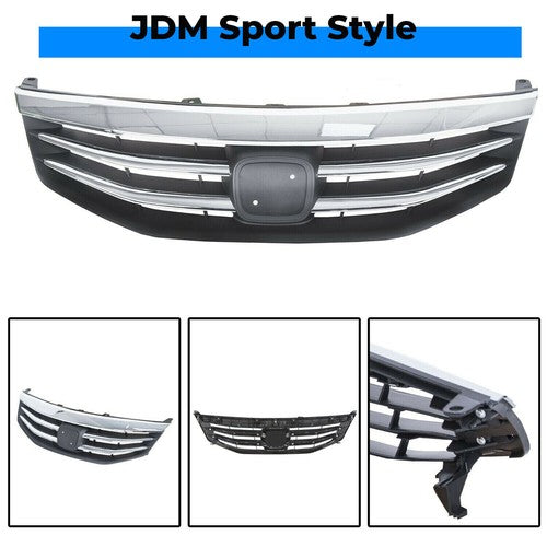 Solid Spare For 2011 2012 Honda Accord Chrome Radiator Bumper Grille Front Upper Grill
