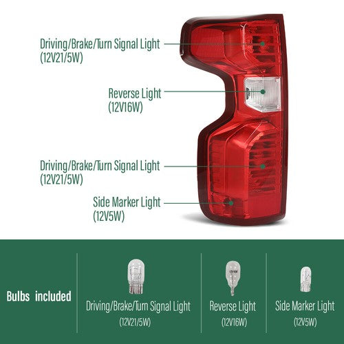 Solid Spare Fit For 2019-2023 Chevy Silverado 1500 2500 3500 Tail Light w/ Harness Left Side
