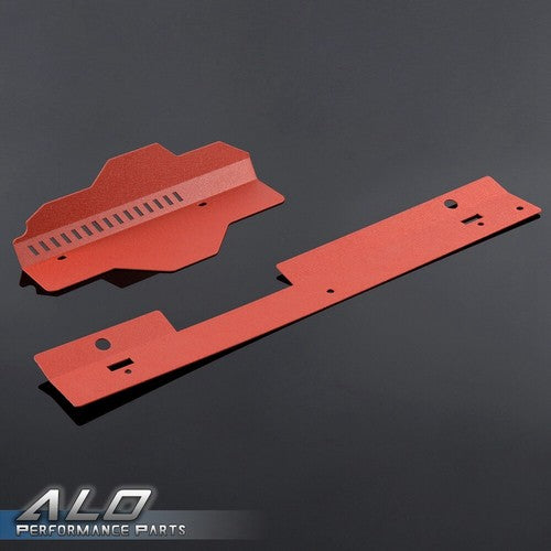 Solid Spare Fit For 2002-2007 Subaru WRX & STI Radiator Shroud & Pulley Belt Cover Combo Red