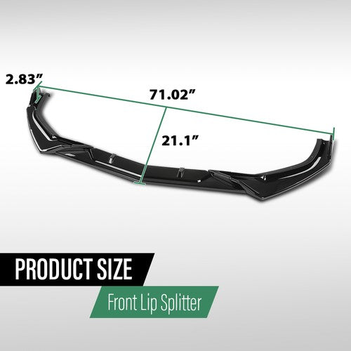 Solid Spare Fit For 16-2021 Honda Civic EX LX Sport Sedan Front Bumper Lip Spoiler Kit Black
