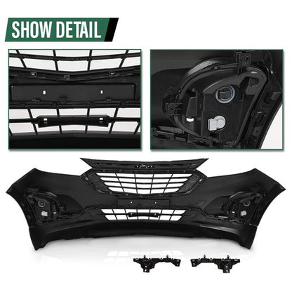 Solid Spare Fit For 2018-2021 Chevrolet Equinox Front Bumper+Grille+Fog Lights Full Set