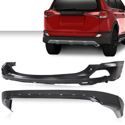 Solid Spare Rear Upper & Lower Bumper Cover Set Fit For 2016 2017 2018 Toyota RAV4