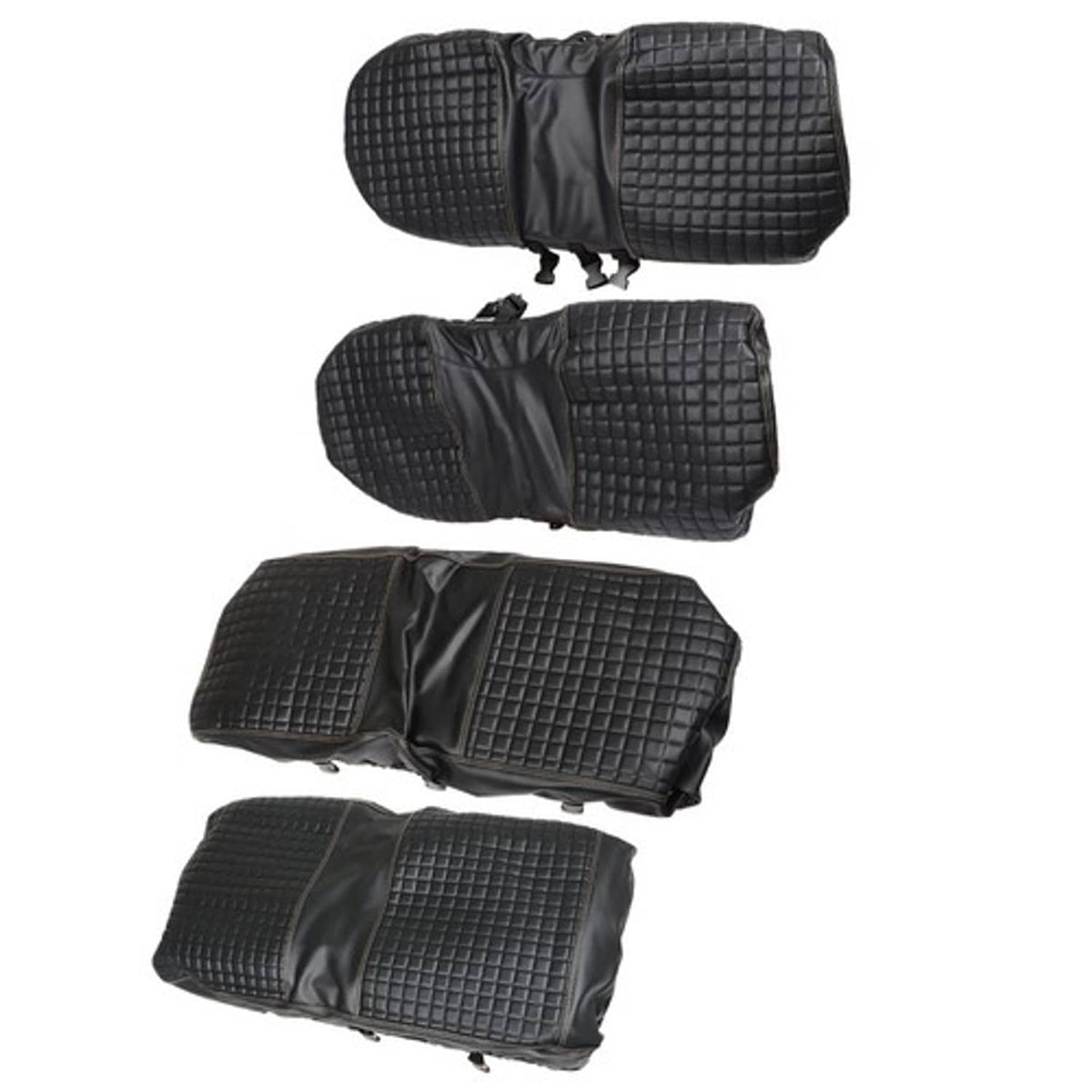 Solid Spare Front And Rear Seat Covers 4Pcs Black 1994-2013 For EZGO Medalist TXT Golf Carts