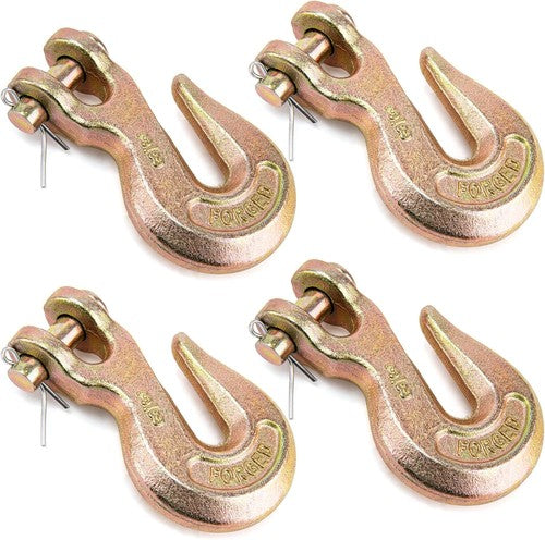 Solid Spare (4) G70 3/8" Clevis Grab Hooks Chain Hook Tie Down Truck Trailer Towing Flatbed