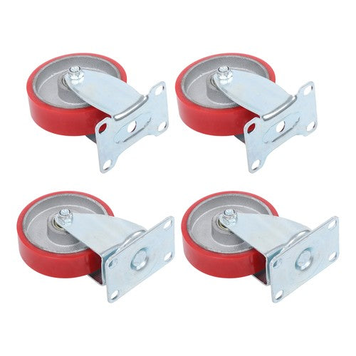 Solid Spare 4Pcs Swivel Caster Wheels 4 Inch Polyurethane Galvanized (Two Fixed & Universal)