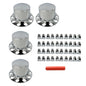 Solid Spare Set of 4 Rear Chrome Wheel Axle Hub Cover Kit Semi 33mm Nut Covers ABS Plastic