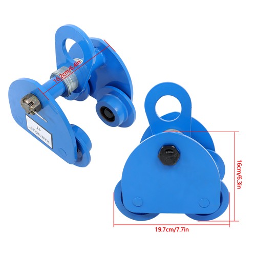 Solid Spare Manually Trolley Alloy Steel 2200lb Double Wheel I-Beam Flange Width 65-150mm