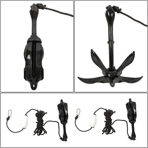 Solid Spare 2-Pack Folding Anchor Set 3.2kg Black For Grapnel Boat Marine Kayak