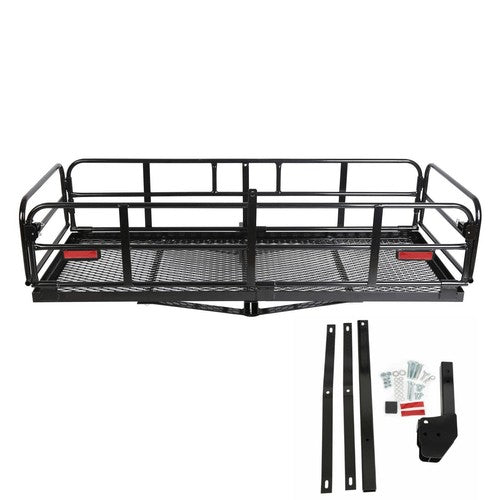 Solid Spare Folding Trailer Hitch Cargo Carrier Basket Luggage Rack w/ 2" Receiver 500 LBS