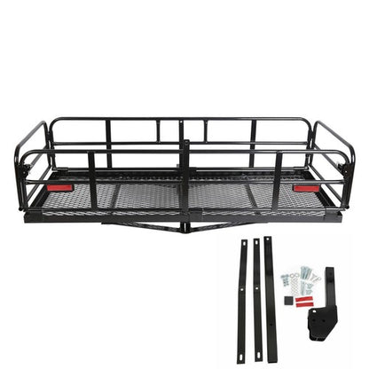 Solid Spare Folding Trailer Hitch Cargo Carrier Basket Luggage Rack w/ 2" Receiver 500 LBS