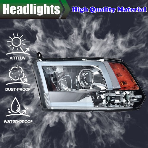 Solid Spare Fit For 2009-2018 Dodge Ram 1500 2500 3500 Smoke LED DRL Headlights Assembly