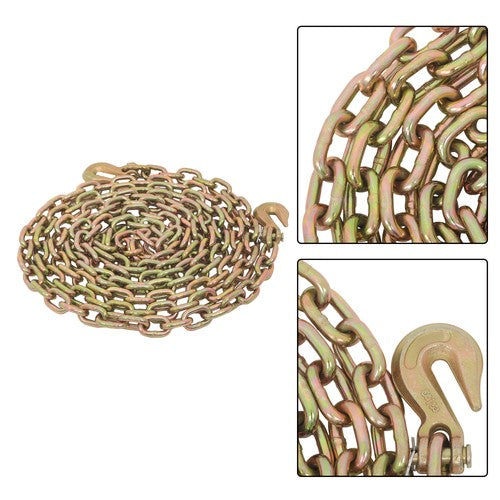 Solid Spare Binder Transport Chain G80 Steel 7100Lbs Tow Chain 3/8In × 20FT With Grab Hooks