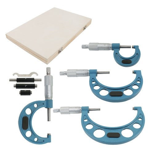 Solid Spare 0-4"/0.0001" Premium Outside Micrometer Set Machinist Tool Precision Carbide Tip