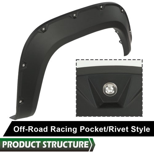 Solid Spare 4pcs Pocket Rivet Style Wheel Fender Flares Fit For 2016-2022 Toyota Tacoma
