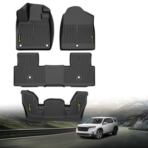 Solid Spare Fit For 23-24 Honda Pilot TPE Floor Mats All Weather Front Rear Row Carpet Liner