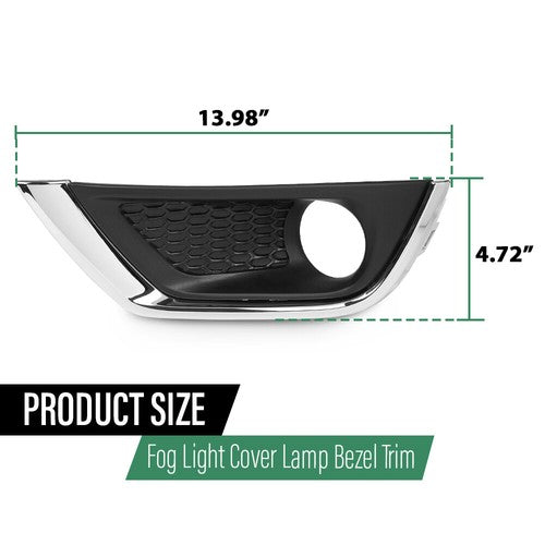 Solid Spare Fit For 2017-2020 Jeep Compass Front Bumper Fog Light Cover Bezel Left+Right