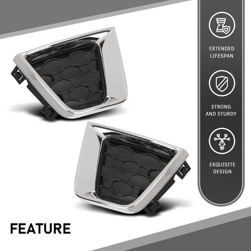 Solid Spare Fit For 2019-2023 Jeep Renegade Front Bumper Fog Light Cover Lamp Trim Pair