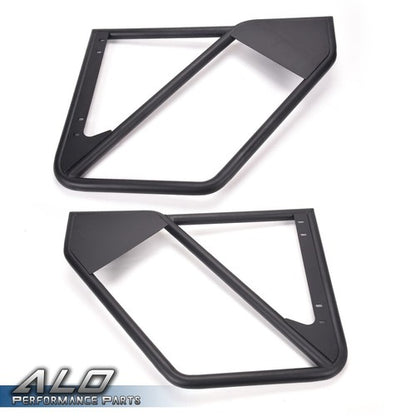 Solid Spare Fit For 2007-2018 Jeep Wrangler JK 4Door Front+Rear Side Iron Tube Doors Black