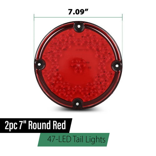 Solid Spare Tail Light Fit For School Bus Transit Vehicles Refuse Hauler 7" Round 47-LED Red