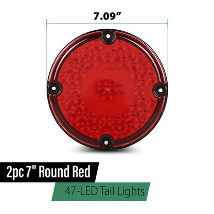 Solid Spare Tail Light Fit For School Bus Transit Vehicles Refuse Hauler 7" Round 47-LED Red