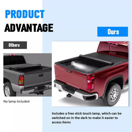 Solid Spare 6.5FT Soft Roll-Up Tonneau Cover for 07-13 Silverado/Sierra 1500 2500HD 3500HD