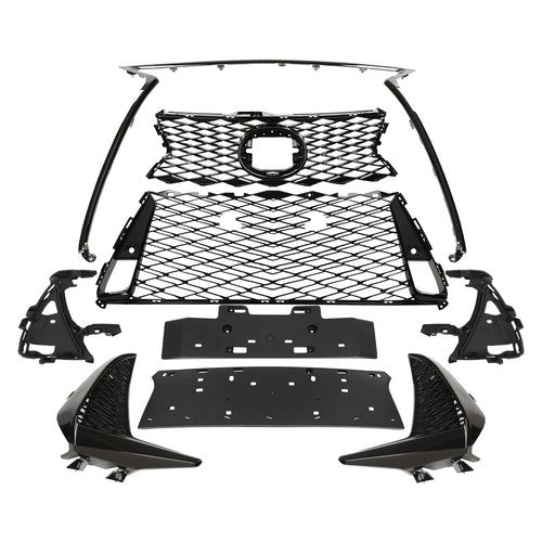 Solid Spare Fit For 2017-2022 Lexus IS250 IS350 F Sport Front Grille Grill Set Black
