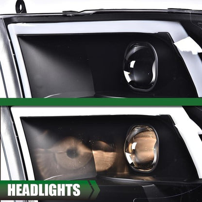 Solid Spare Fit For 2009-2018 Dodge Ram 1500 2500 3500 Black LED DRL Corner Headlights Lamps