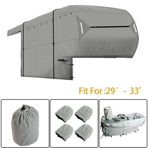Solid Spare Fits 26'-29' Motorhome W/2 Assist Poles Easy Setup 5th Wheel RV Covers Windproof