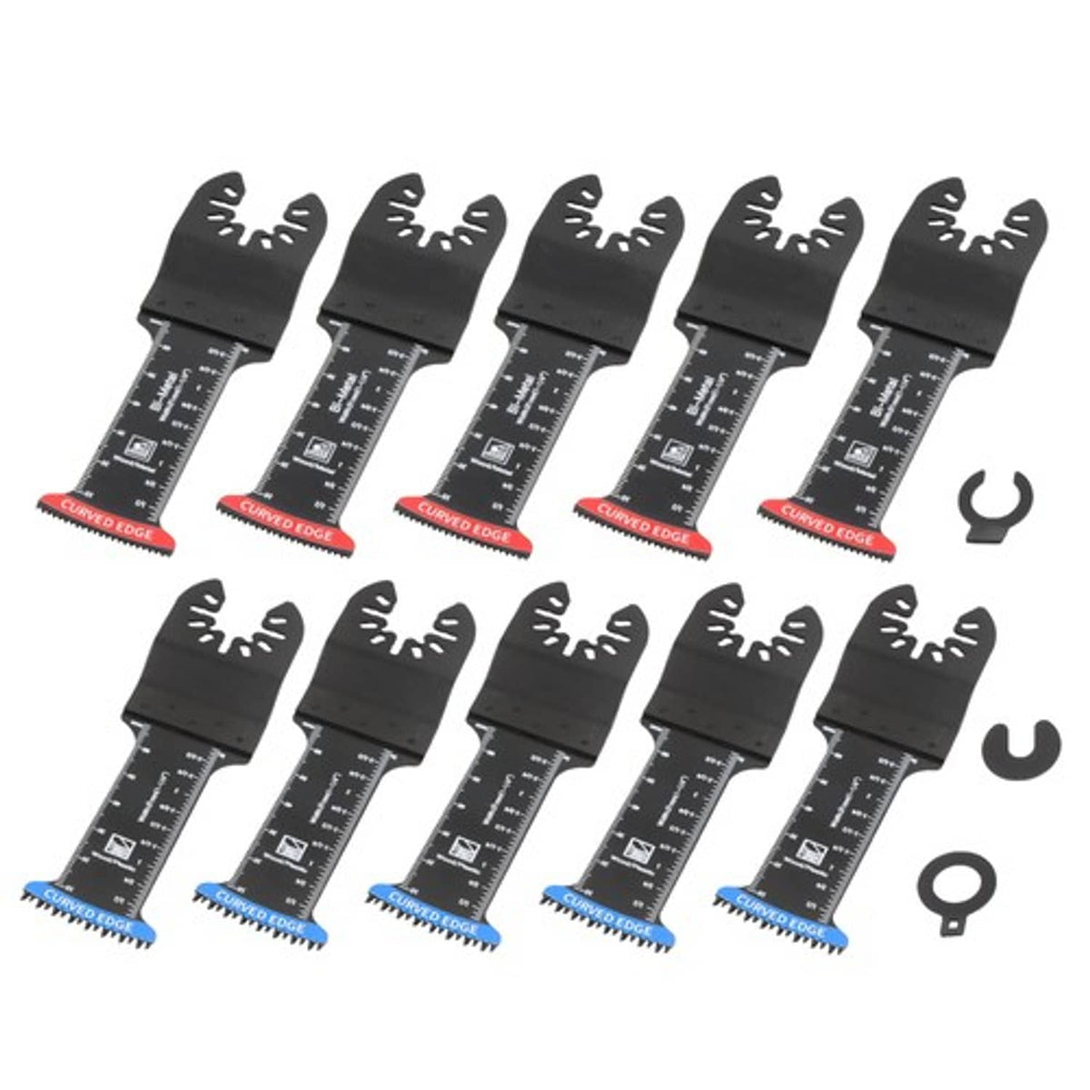 Solid Spare Extended Japanese Tooth Oscillating Saw Blades (5 red & 5 blue) 10-Piece
