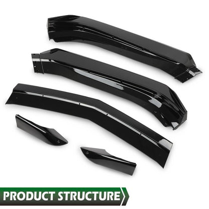 Solid Spare Fit For 16-2021 Chevrolet Camaro 1LE Style Front Bumper Lip Splitter Gloss Black
