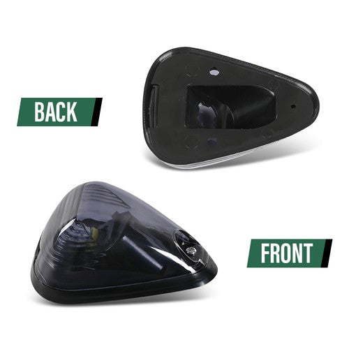 Solid Spare Black Smoked Cab Roof Marker Running Lamps w/ White LED Lights For Truck SUV RV