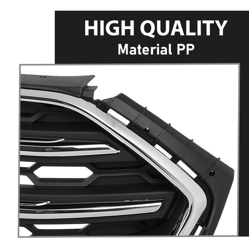 Solid Spare Fit For 2018-2022 Ford Ecosport Front Bumper Upper Grille Grill Black & Chrome