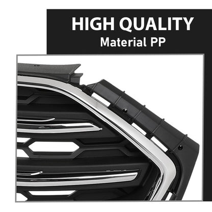 Solid Spare Fit For 2018-2022 Ford Ecosport Front Bumper Upper Grille Grill Black & Chrome