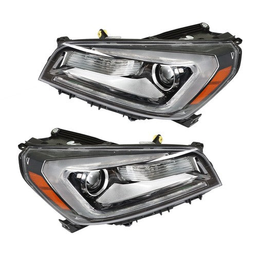 Solid Spare Headlights Halogen W/LED Tube Headlamps For GMC Acadia 2013-2016 2PCS Clear Lens