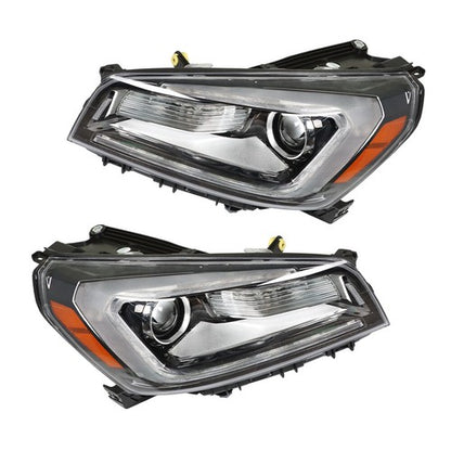 Solid Spare Headlights Halogen W/LED Tube Headlamps For GMC Acadia 2013-2016 2PCS Clear Lens
