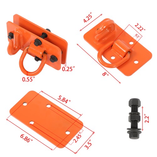 Solid Spare 3/8" Tractor Bucket Hooks with Tie Down Ring, Grade 70 Forged Steel 2 Pack Bolt