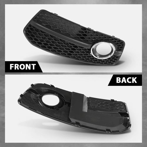Solid Spare For 2009-2012 Audi Q5 Black Front Fog Light Cover Grill W/Chrome W/S-Line Pkg