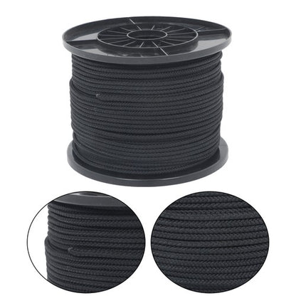 Solid Spare 3/16 inch Black Polypro Rope 500 Feet Hollow Braid Tensile Strength 750 Pounds