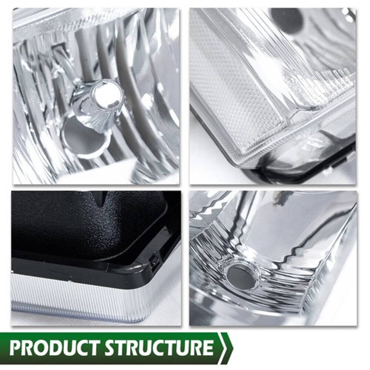Solid Spare Fit For 03-06 Silverado Chrome Clear Corner Headlights + Signal Bumper Lamps
