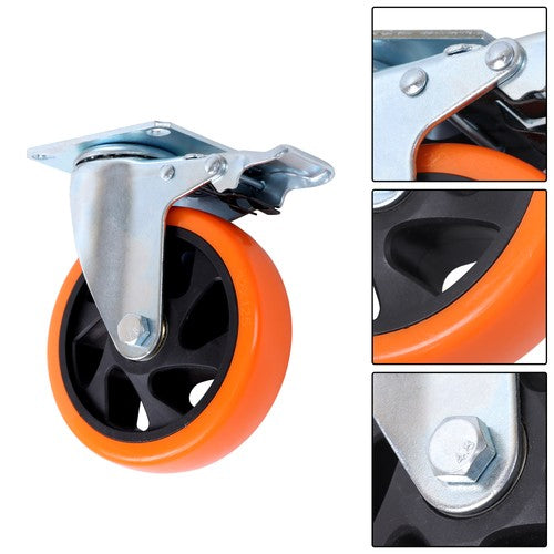 Solid Spare 5 inch Swivel Caster Wheels with Dual Locking, Heavy Duty Castors Set of 4