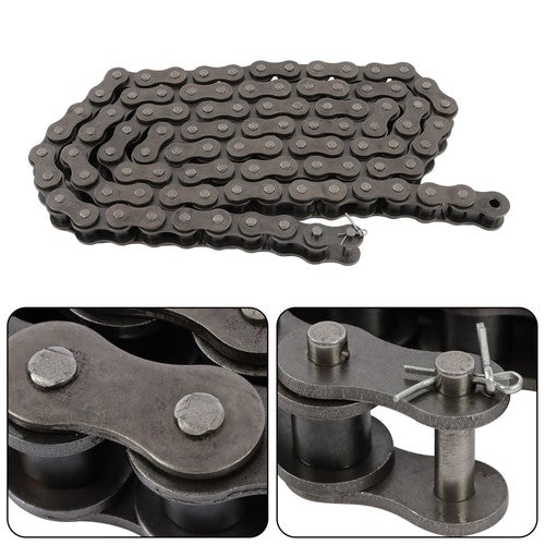 Solid Spare #100 Roller Chain - 10 Feet + 2 Free Connecting Links - Carbon Steel Chain
