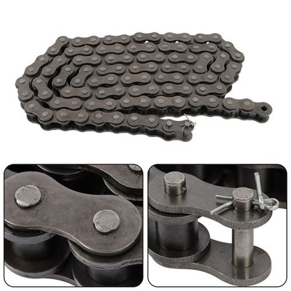 Solid Spare #100 Roller Chain - 10 Feet + 2 Free Connecting Links - Carbon Steel Chain