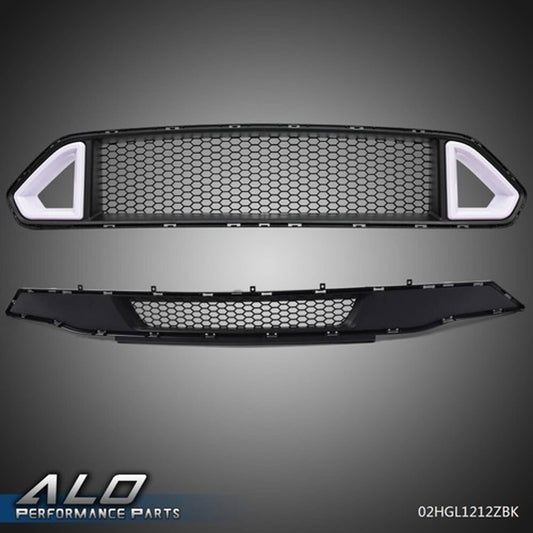 Solid Spare Fit For 18-21 Ford Mustang Turn Signal LED DRL Light Upper & Lower Bumper Grille